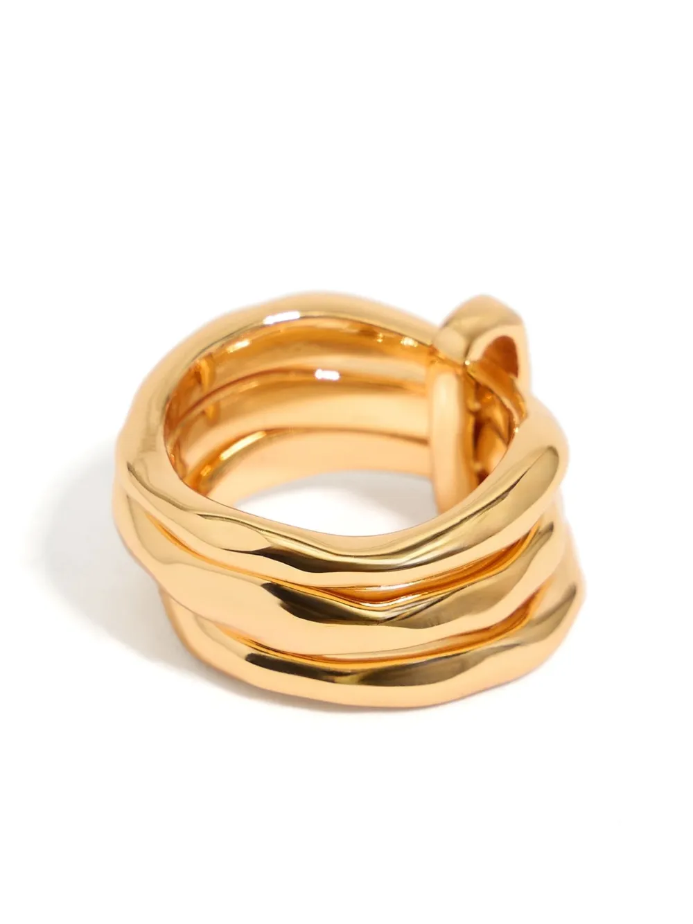 【BIMBA Y LOLA】テクスチャー入り3連リング/トリコロール Textured multicolor triple ring