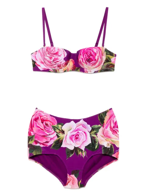 Dolce & Gabbana rose-print balconette bikinis