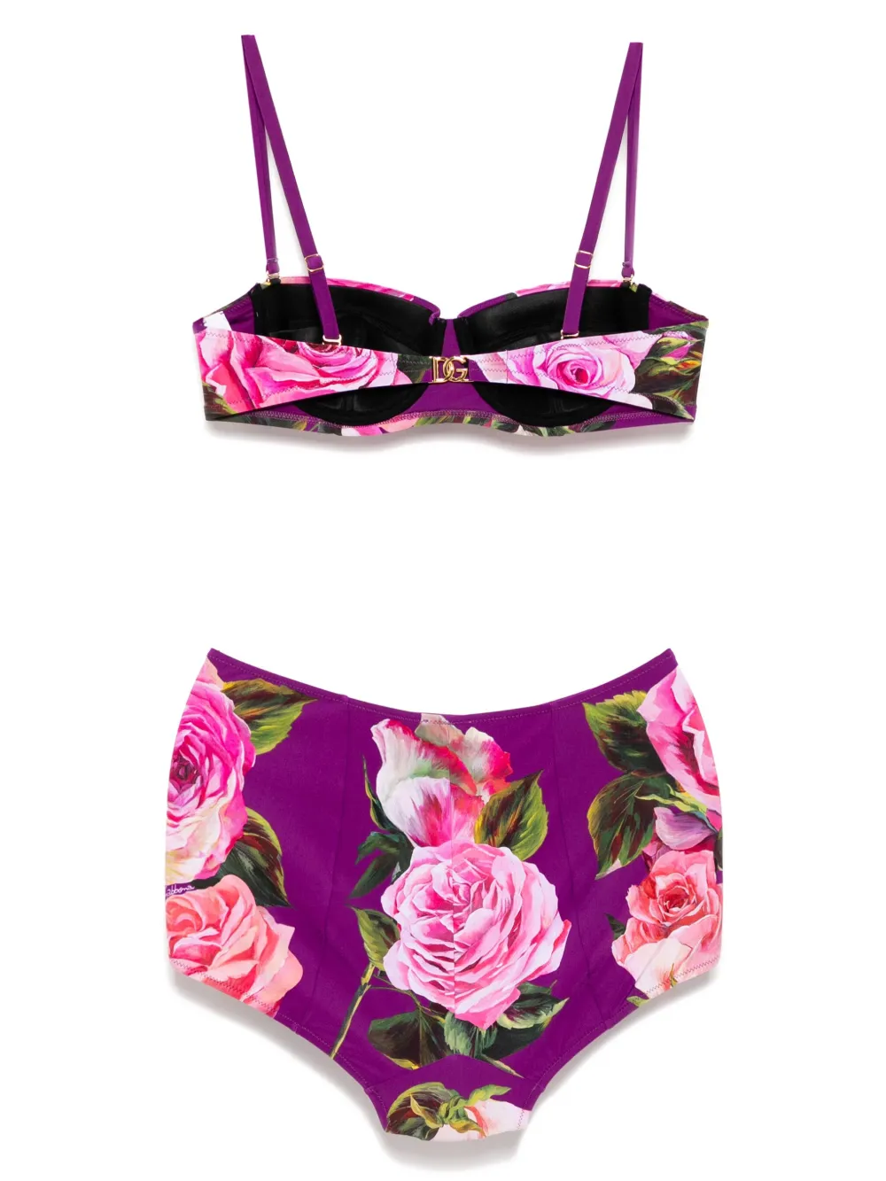 Dolce & Gabbana Balconette bikini met roosprint Paars