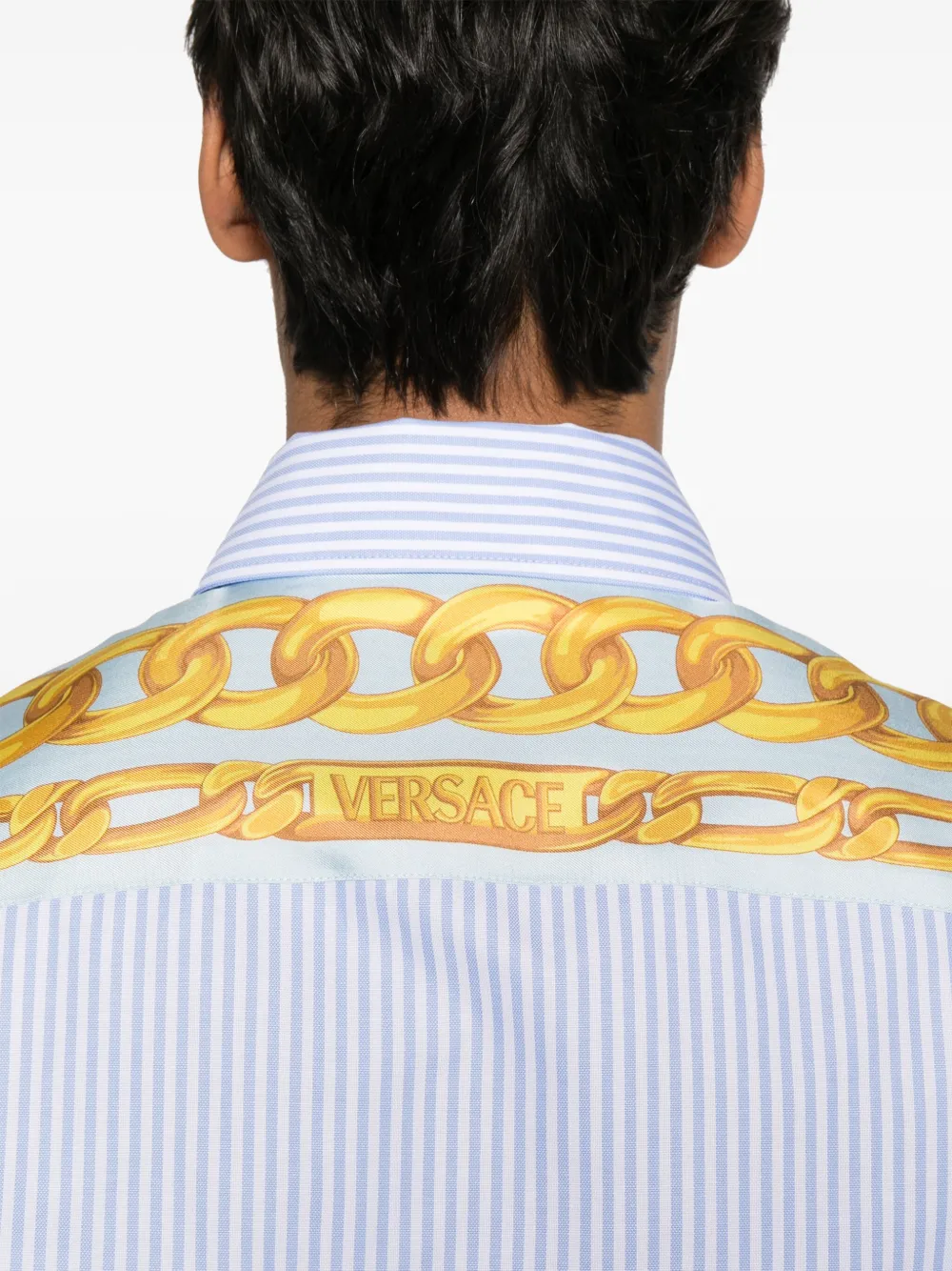 Versace Maxi Chain gestreept overhemd Blauw