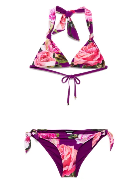 Dolce & Gabbana bikini estilo triángulo con rosas estampadas