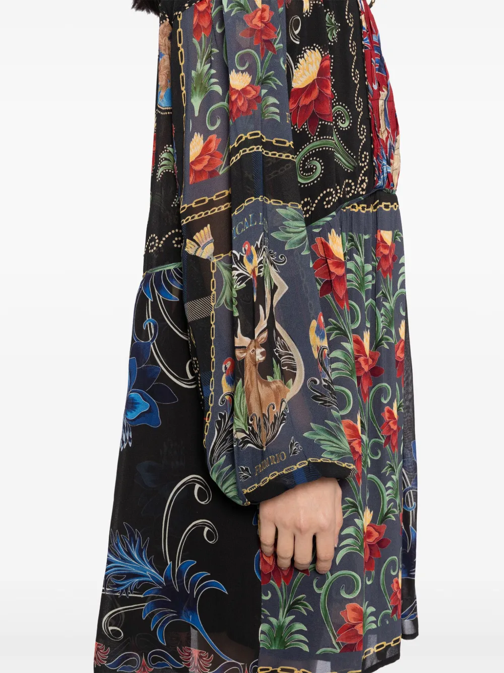 FARM Rio Mixed Arabesque jurk Zwart
