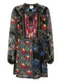 FARM Rio mixed arabesque scarves dress - Black