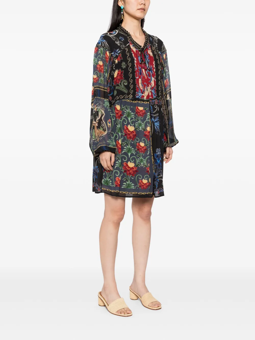 FARM Rio Mixed Arabesque jurk Zwart