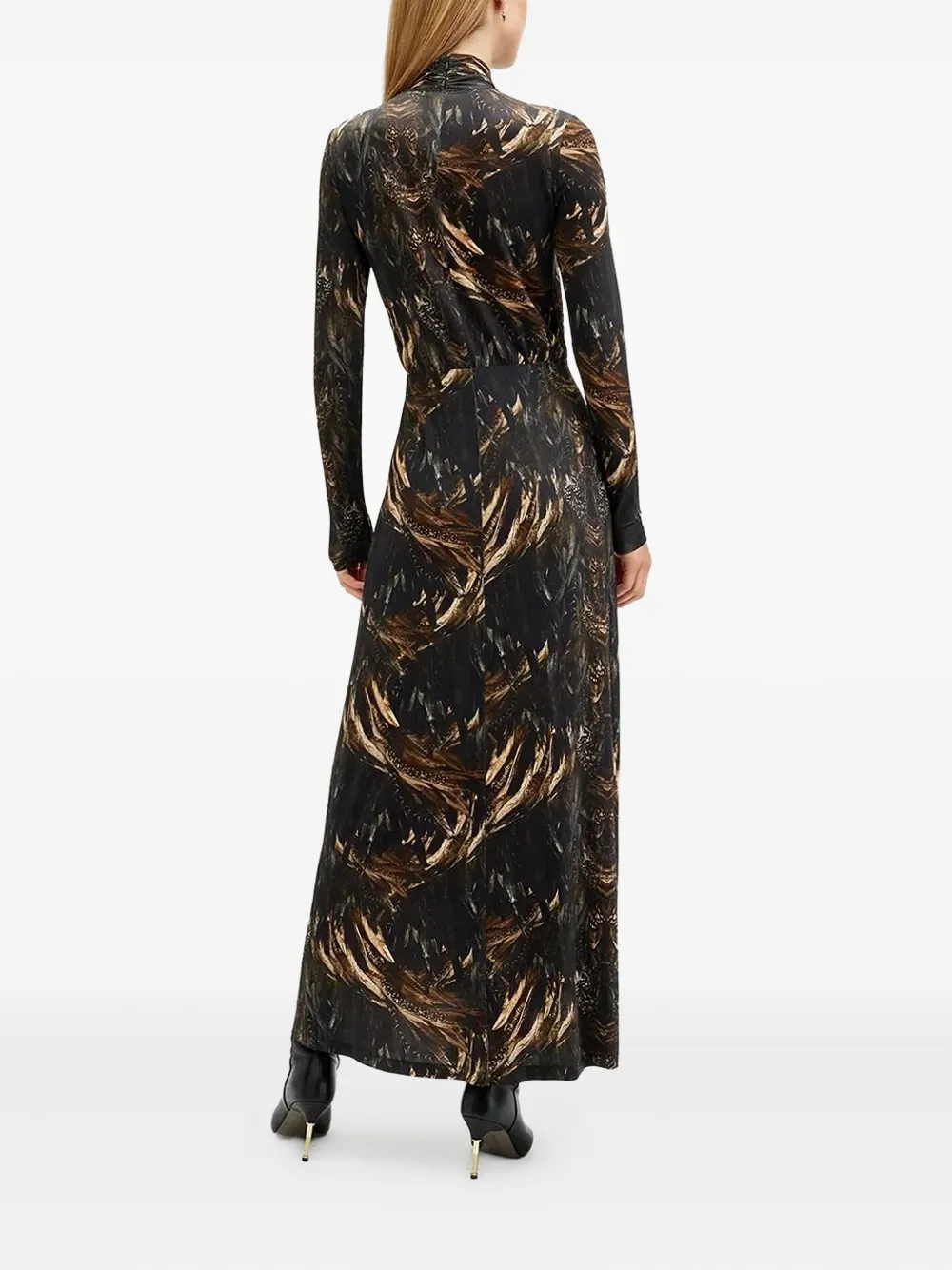 AllSaints Maxi-jurk met abstracte print en col Zwart