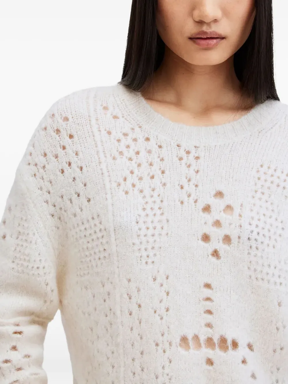 Allsaints Wool-blend Winnie Sweater In White
