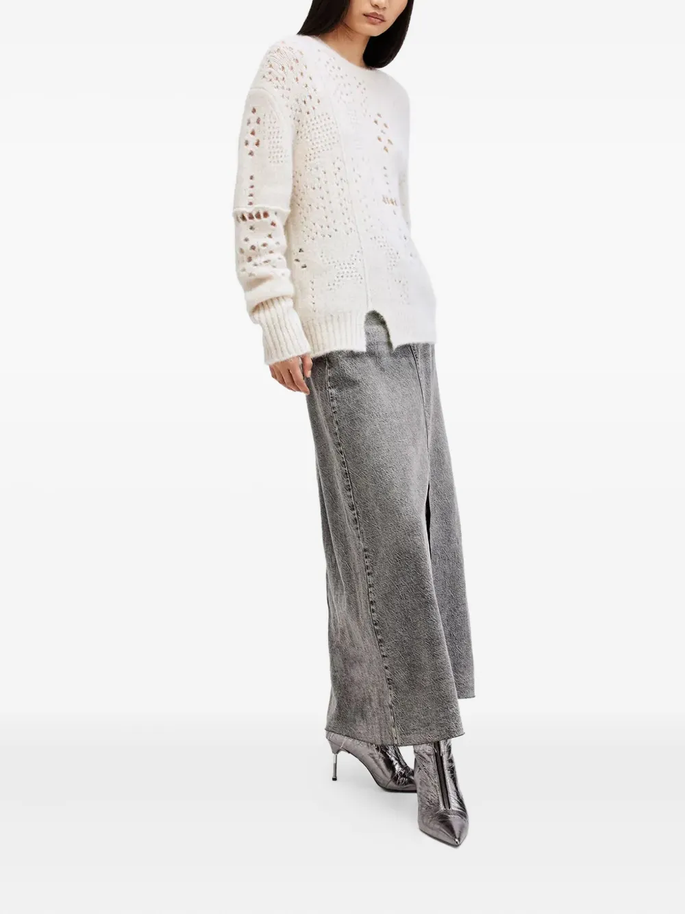 Allsaints Wool-blend Winnie Sweater In White