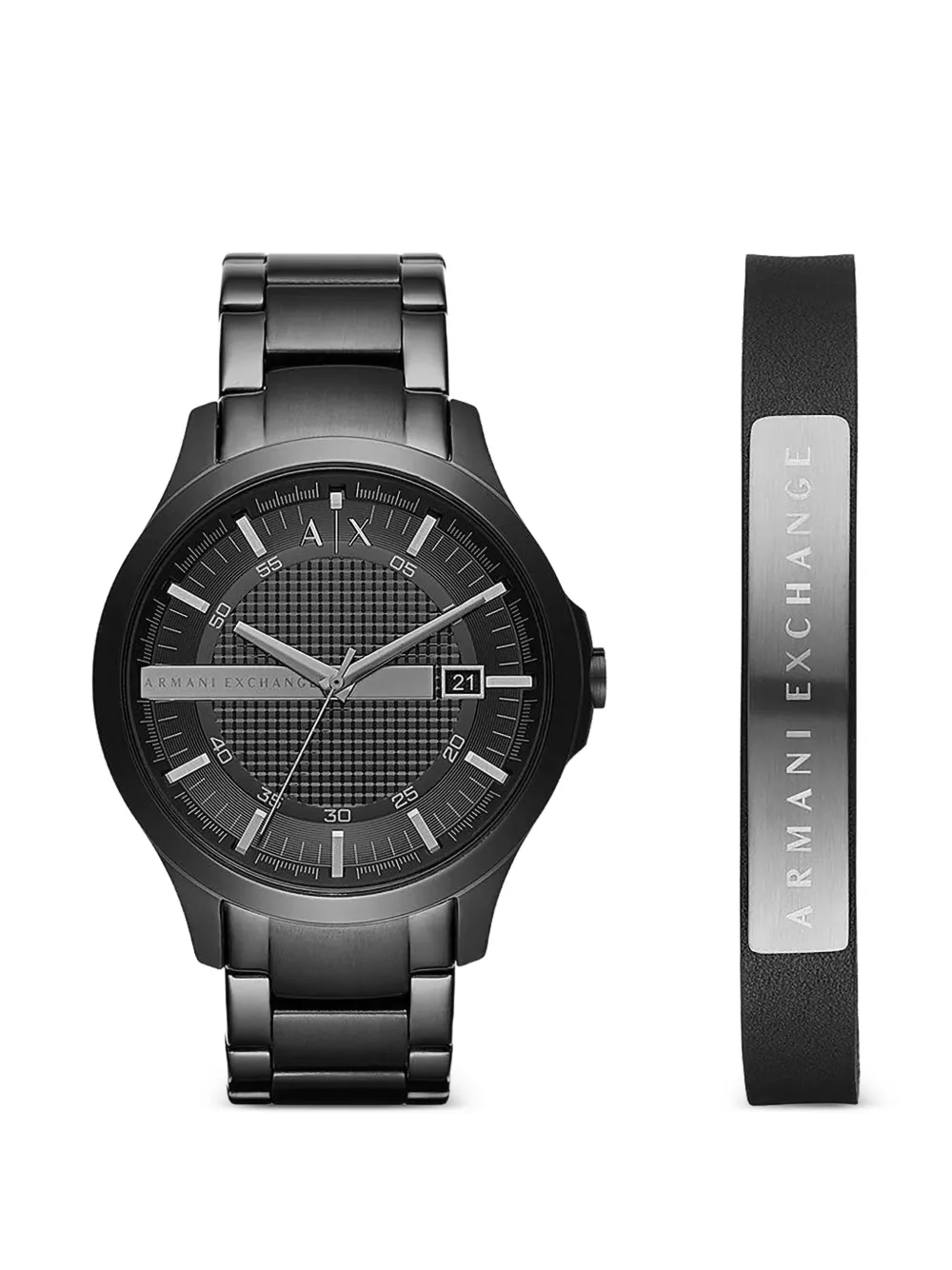Armani Exchange link-bracelet 46mm watch (set of two) - Nero