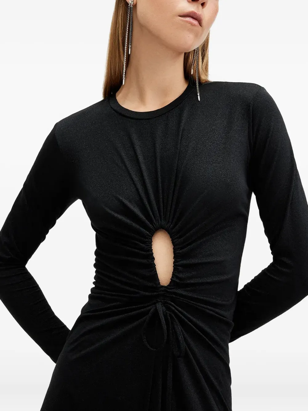 AllSaints Maxi-jurk met ruches Zwart
