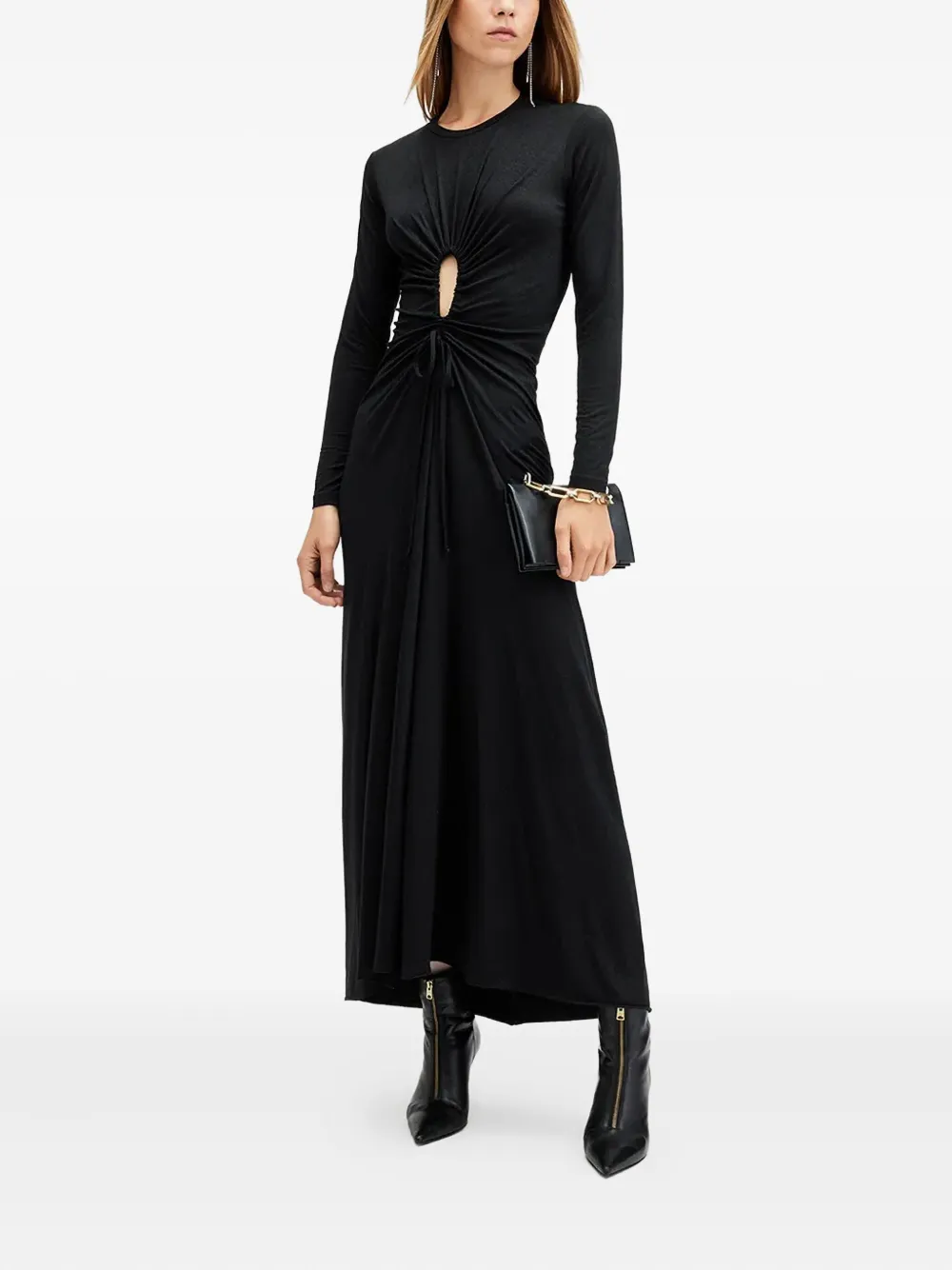 AllSaints Maxi-jurk met ruches Zwart
