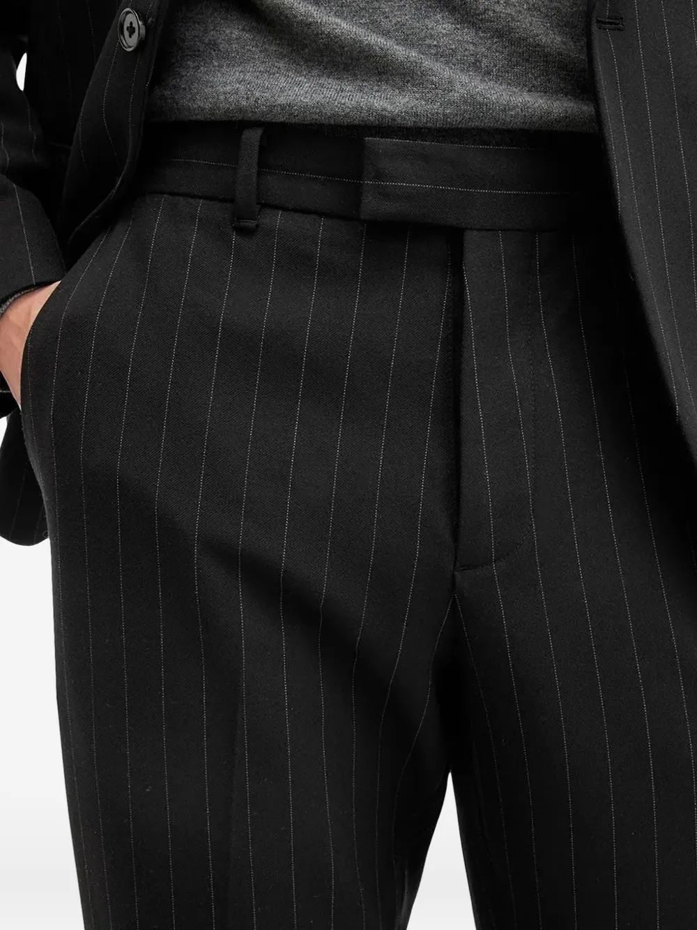 AllSaints Broek met krijtstreep Zwart