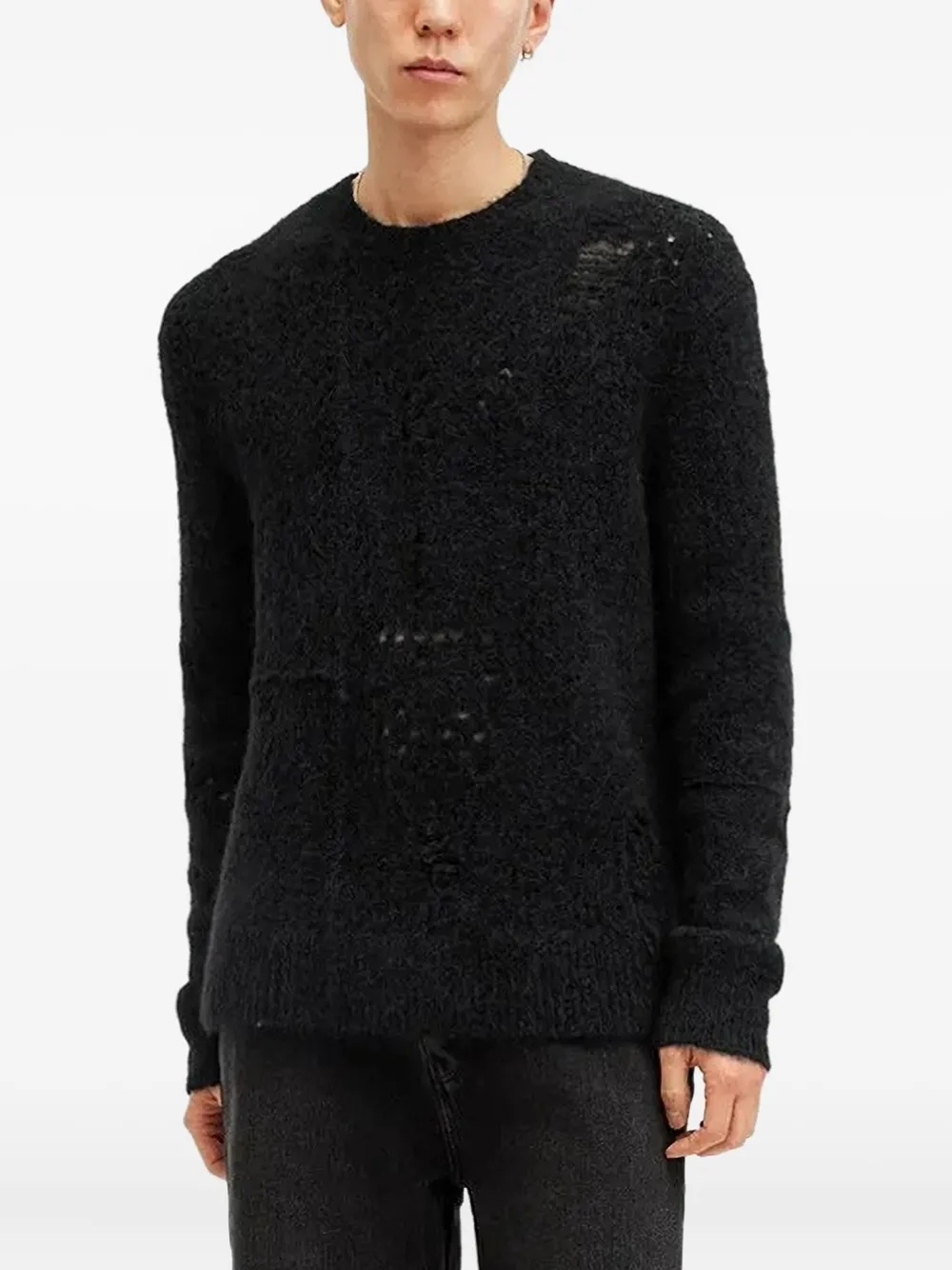 AllSaints Hadwin distressed sweater | Black | Image 1