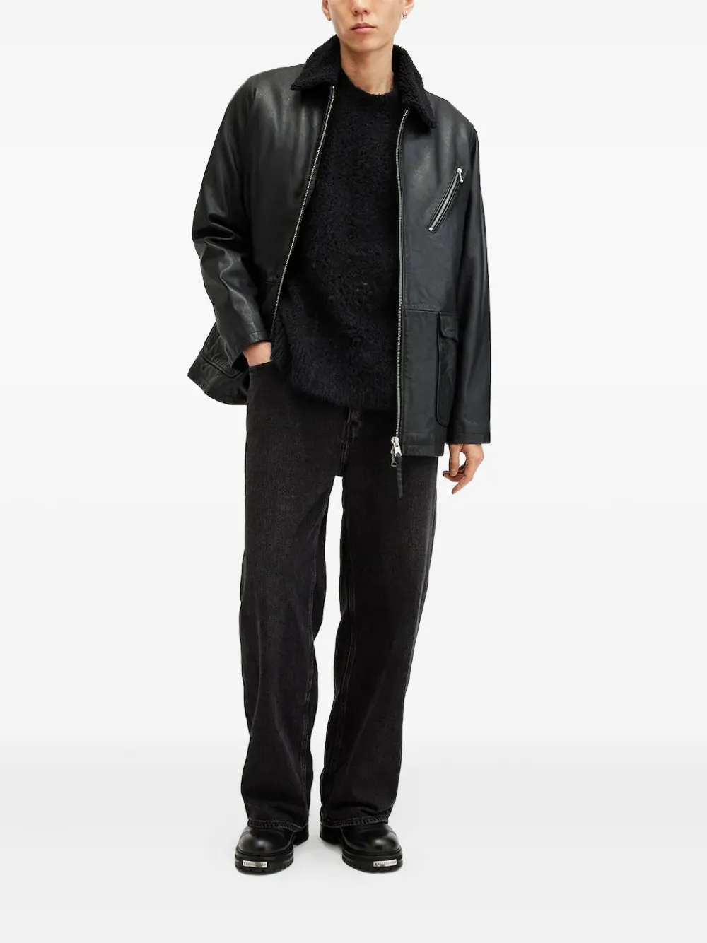 AllSaints Hadwin distressed sweater - Zwart