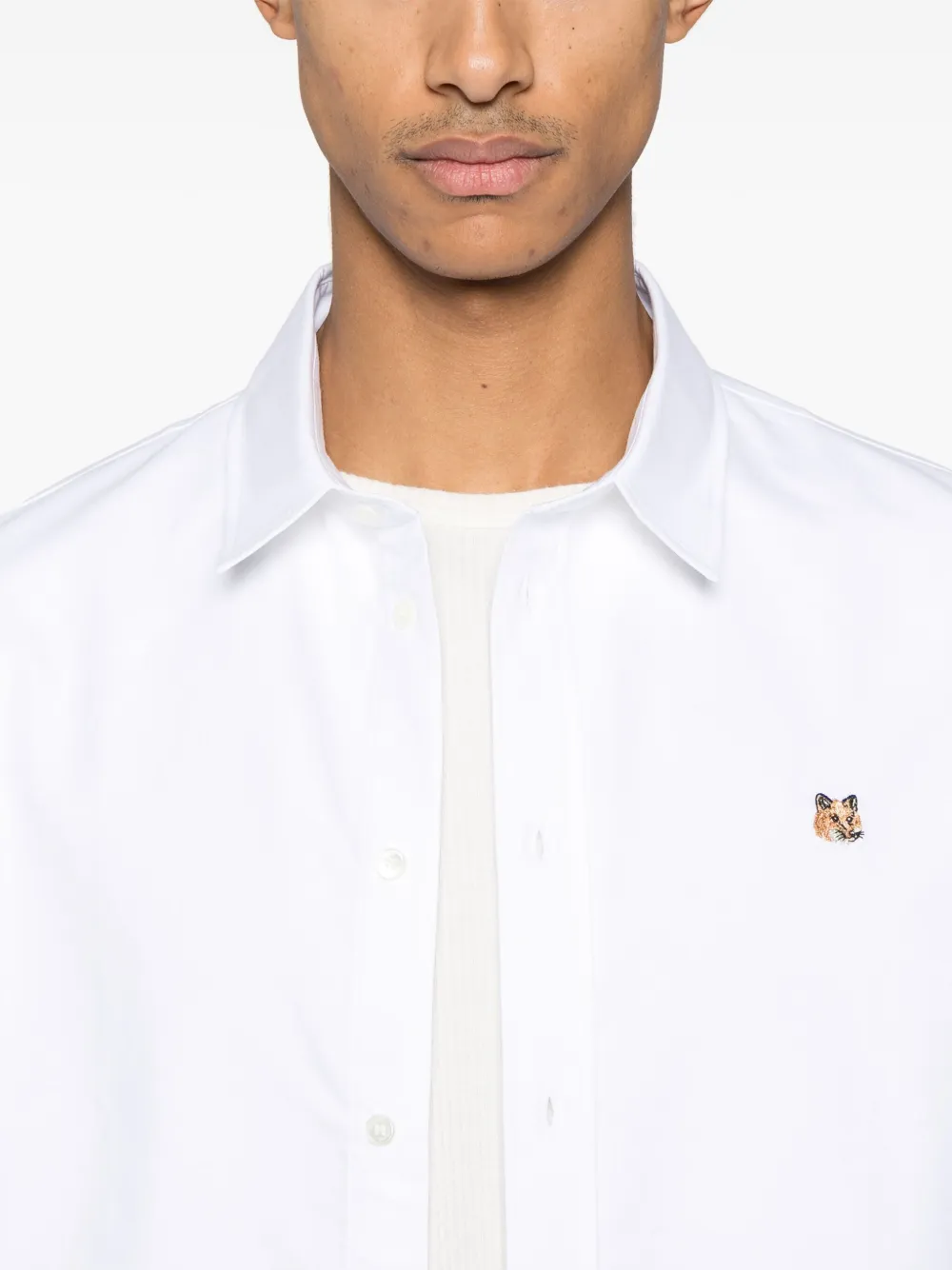 Shop Maison Kitsuné Fox Head Shirt In White