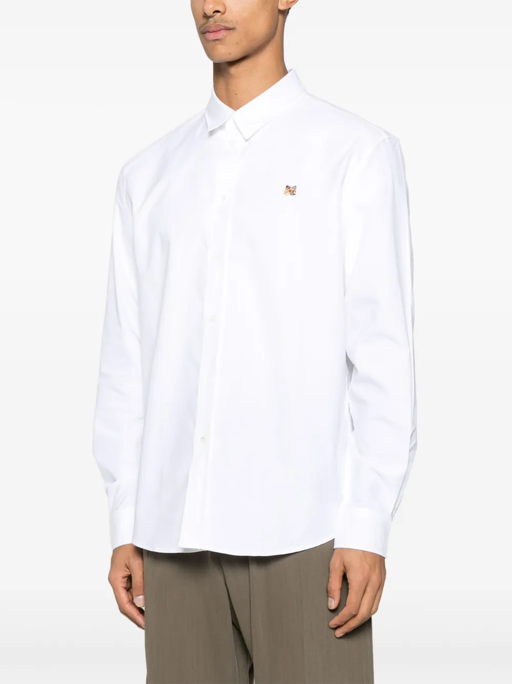 Shop Maison Kitsuné Fox Head Shirt In White