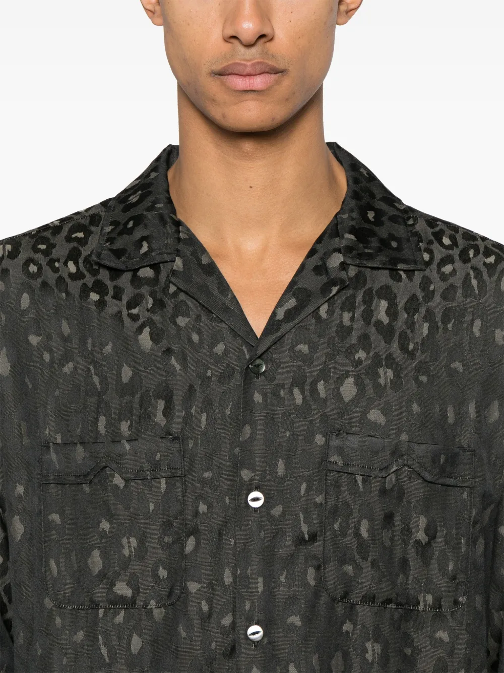 Shop Needles Leopard-jacquard Shirt In Brown