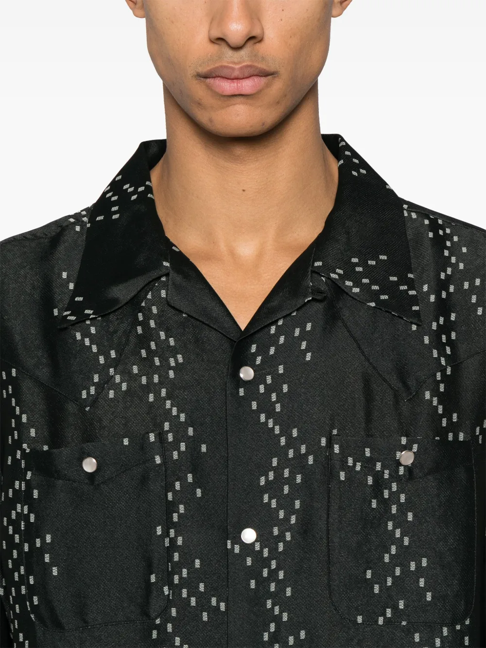 Shop Needles Patterned-jacquard Shirt In Black