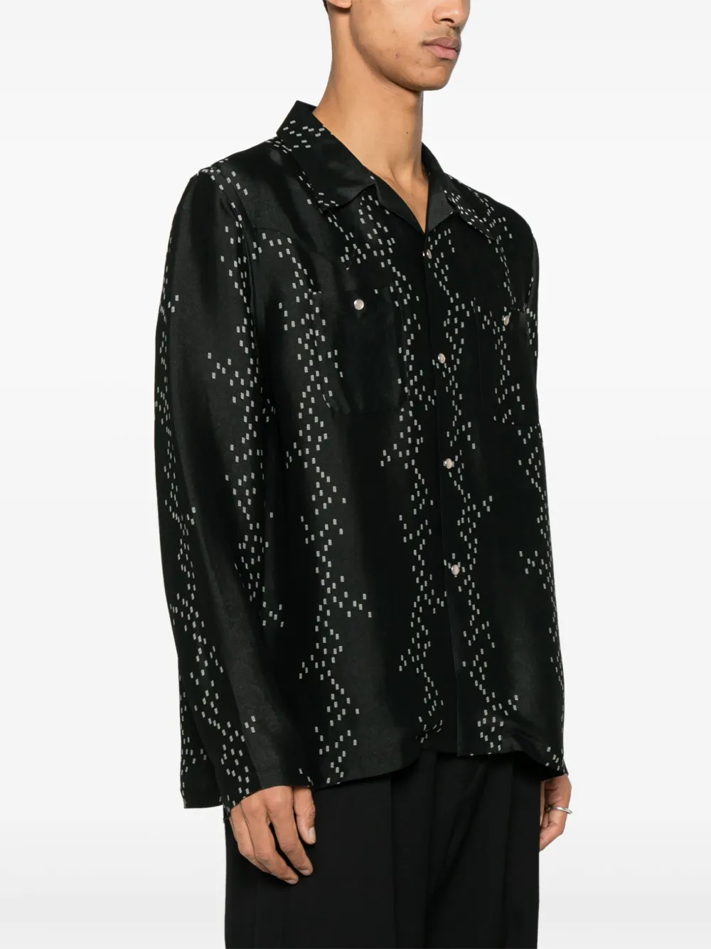 Shop Needles Patterned-jacquard Shirt In Black