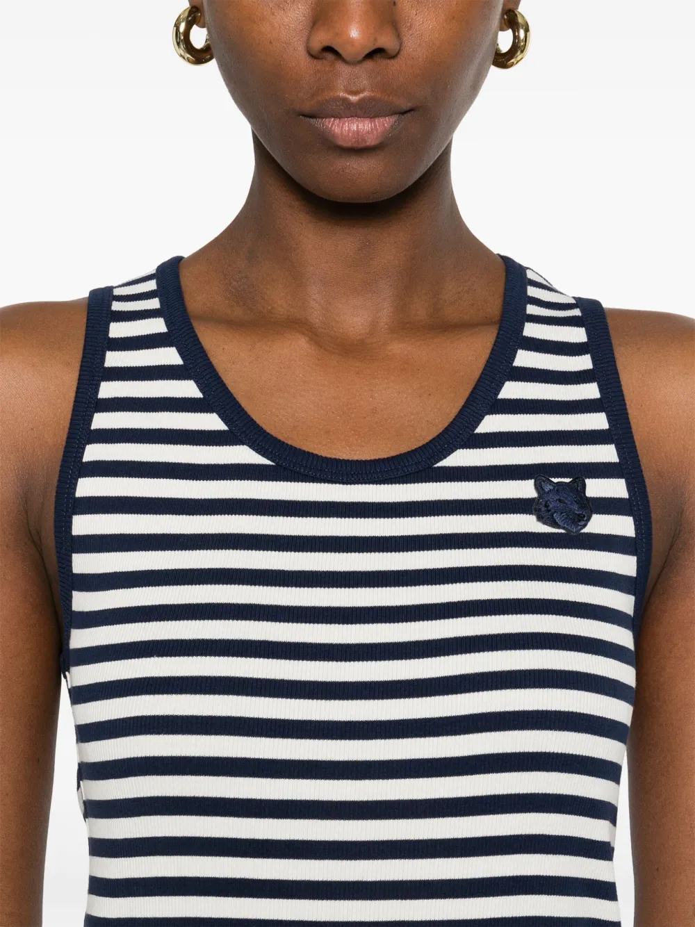 Maison Kitsuné Bold Fox tanktop met patch Blauw