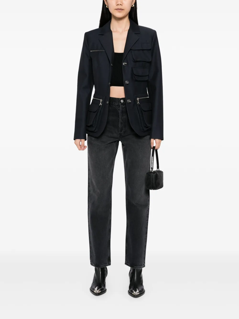 AGOLDE 90s jeans met gesmockte taille - Zwart