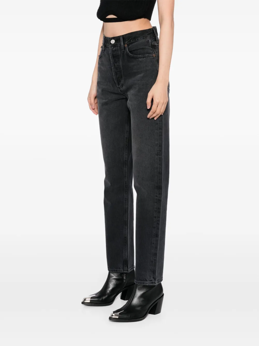 AGOLDE 90s jeans met gesmockte taille Zwart