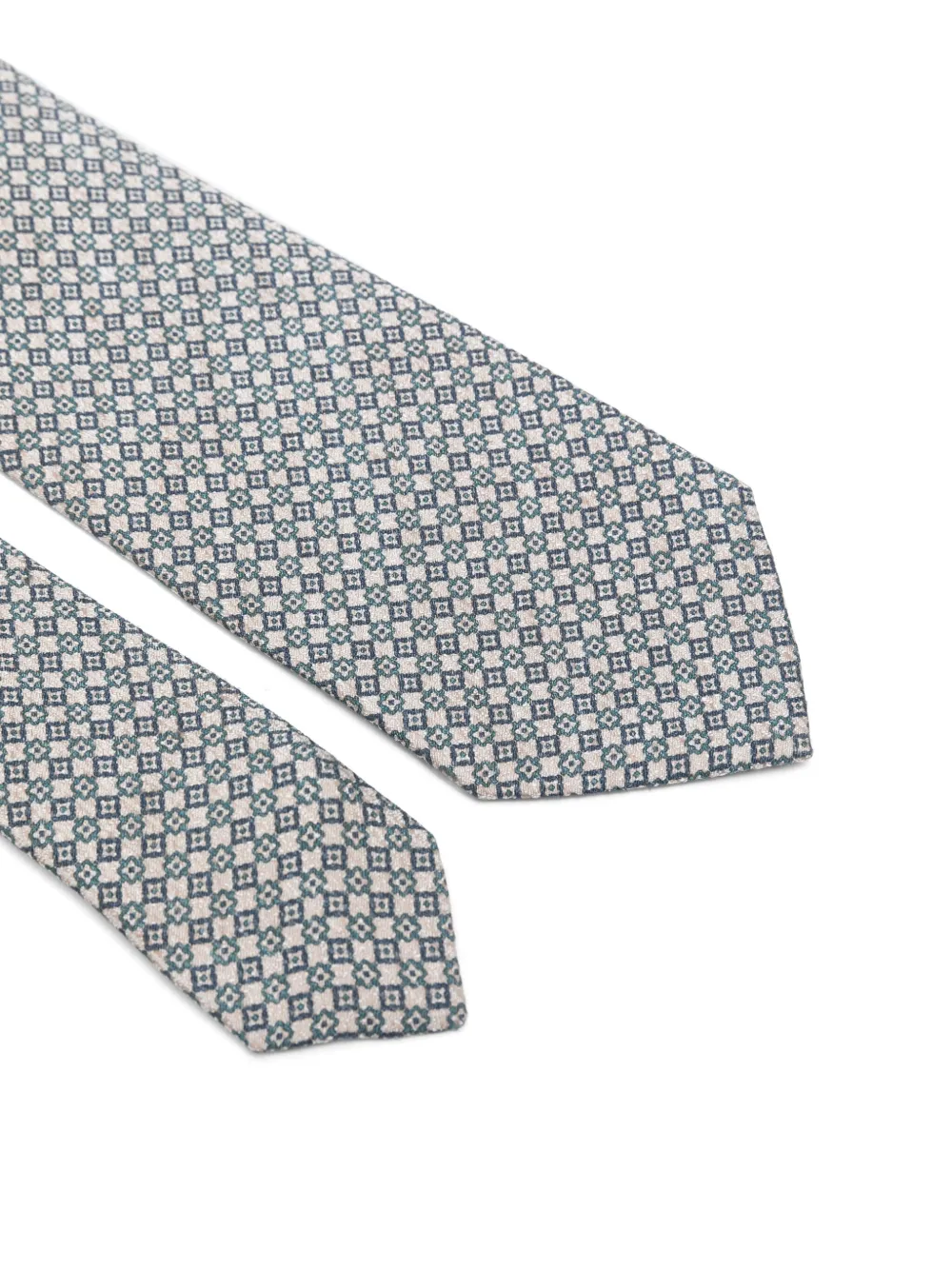 Brioni geometric-pattered tie - Beige