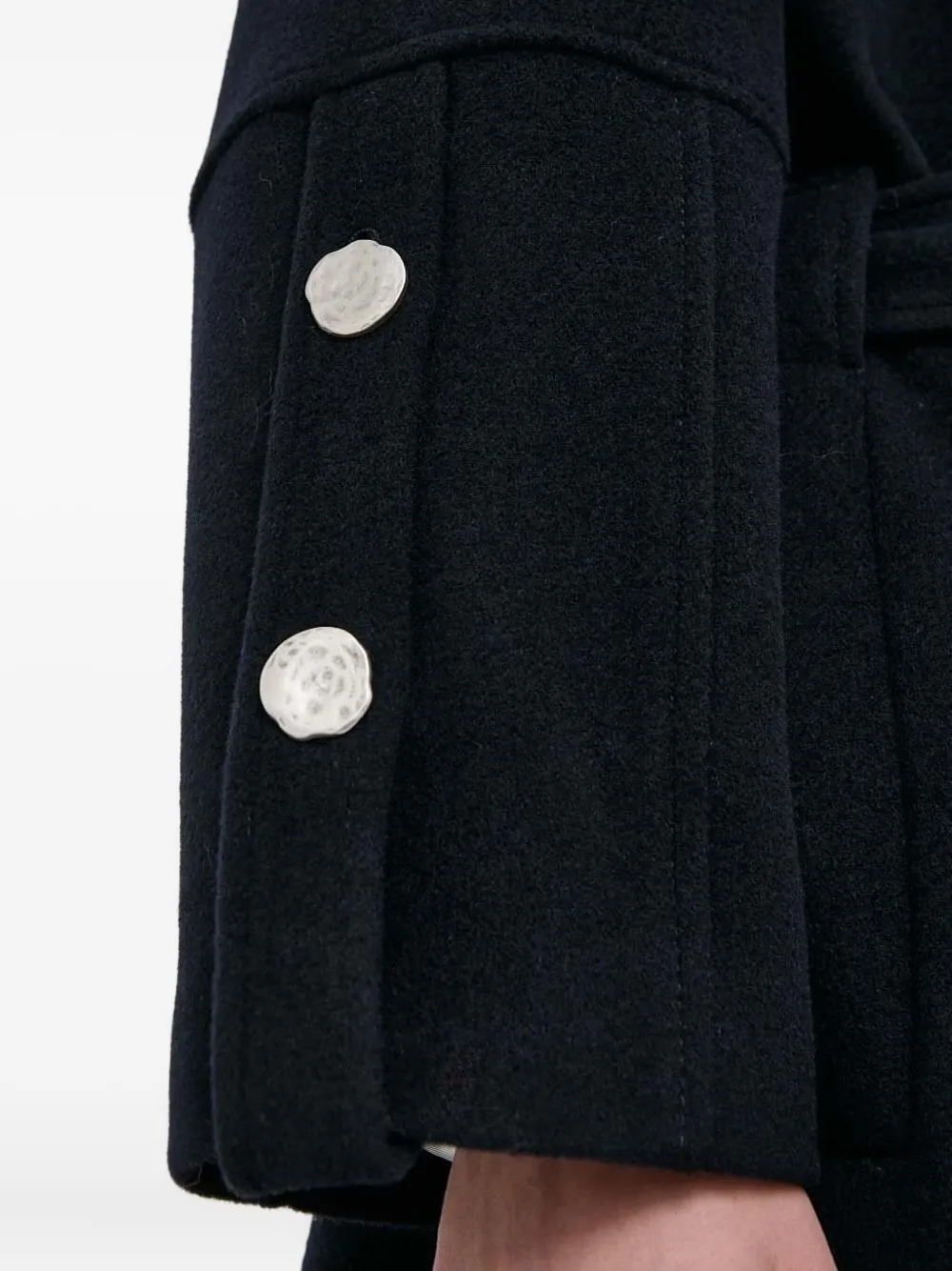 Beatrice B Belted Button-detailed Coat In Black