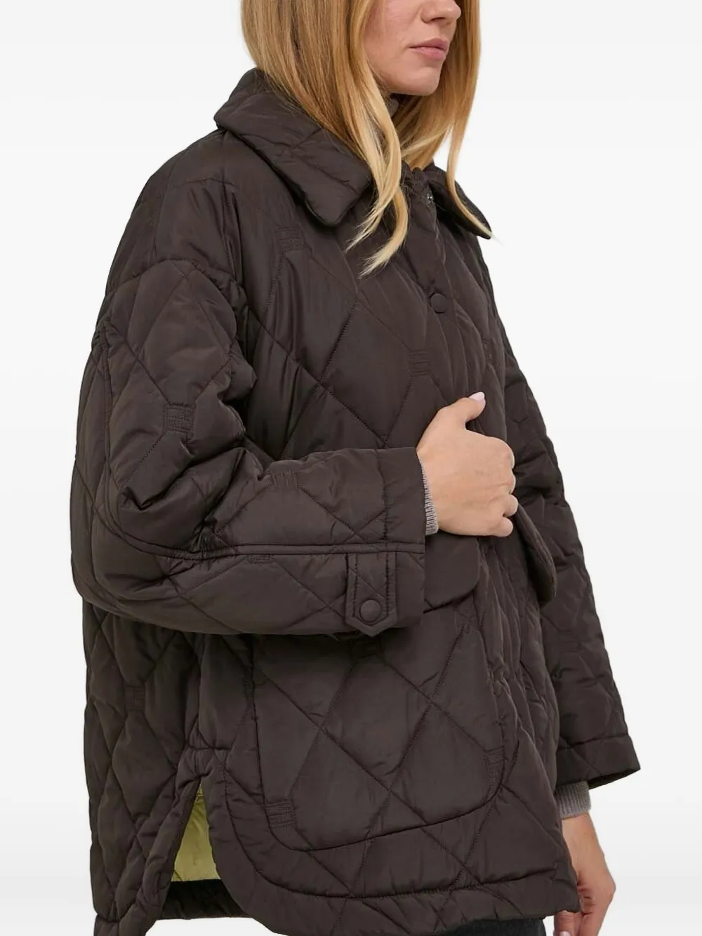 Beatrice B Quilted Diamond-pattern Jacket In Brown