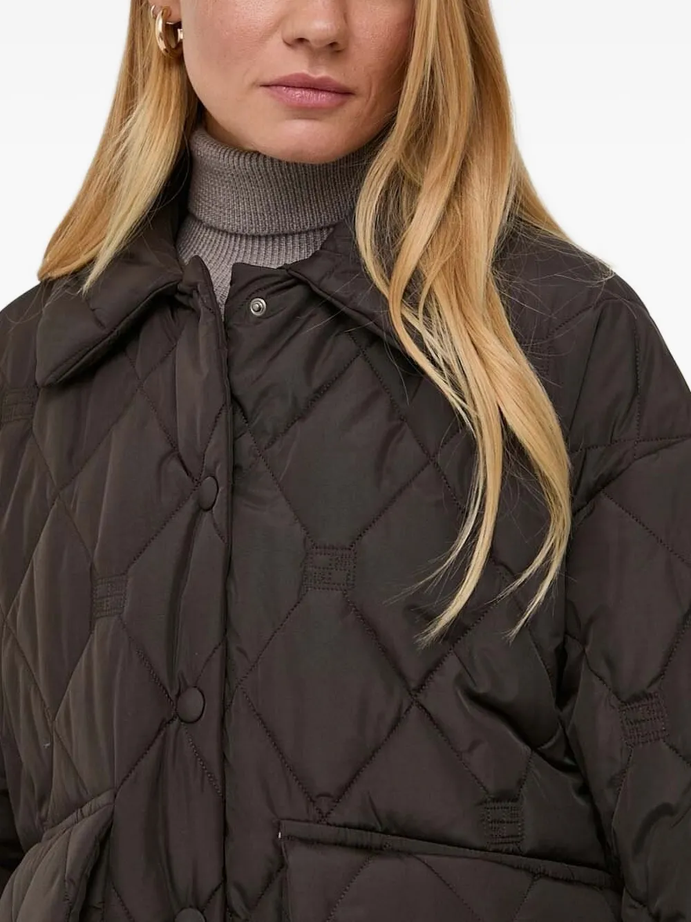 Beatrice B Quilted Diamond-pattern Jacket In Brown