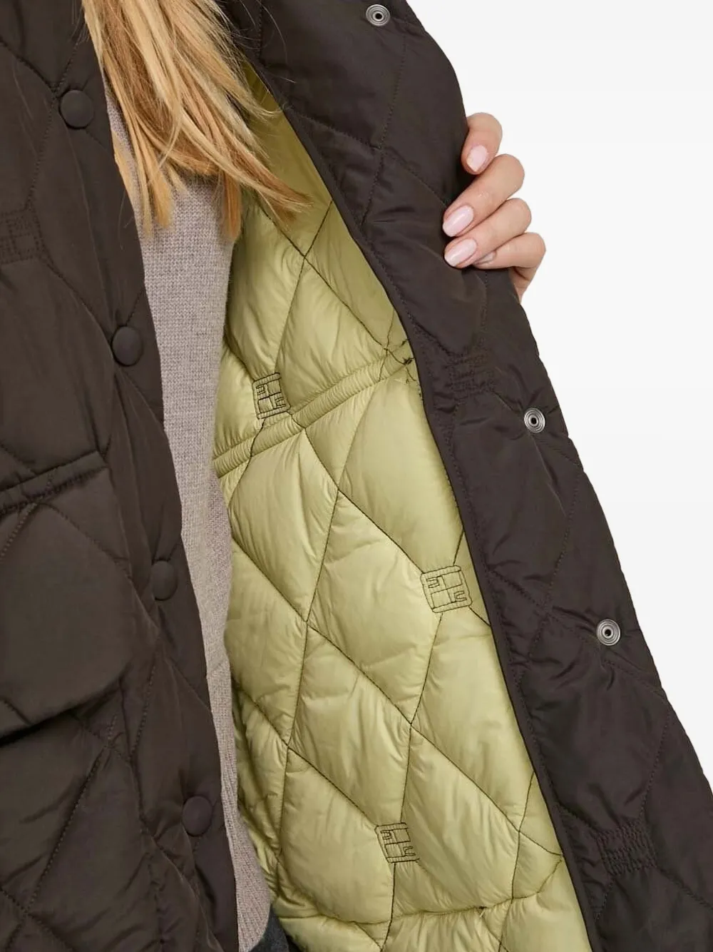 Beatrice B Quilted Diamond-pattern Jacket In Brown