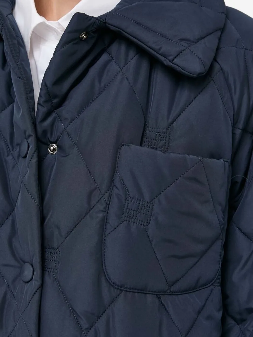 Beatrice B Quilted Diamond-pattern Coat In Blue