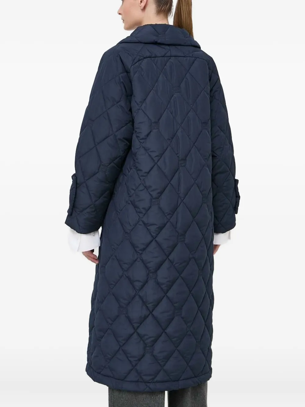 Beatrice B Quilted Diamond-pattern Coat In Blue