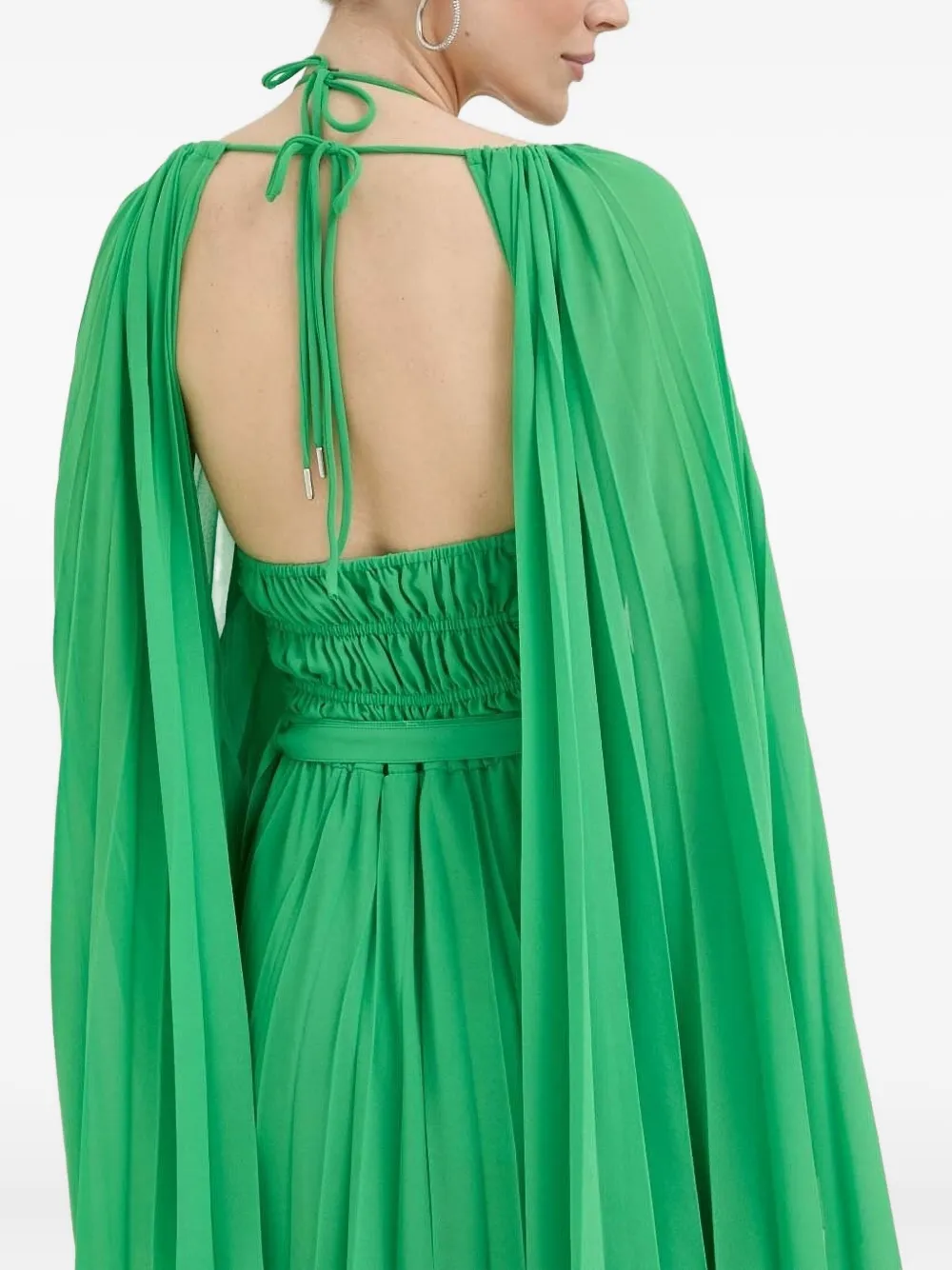 Beatrice B Detachable-cape Maxi Dress In Green