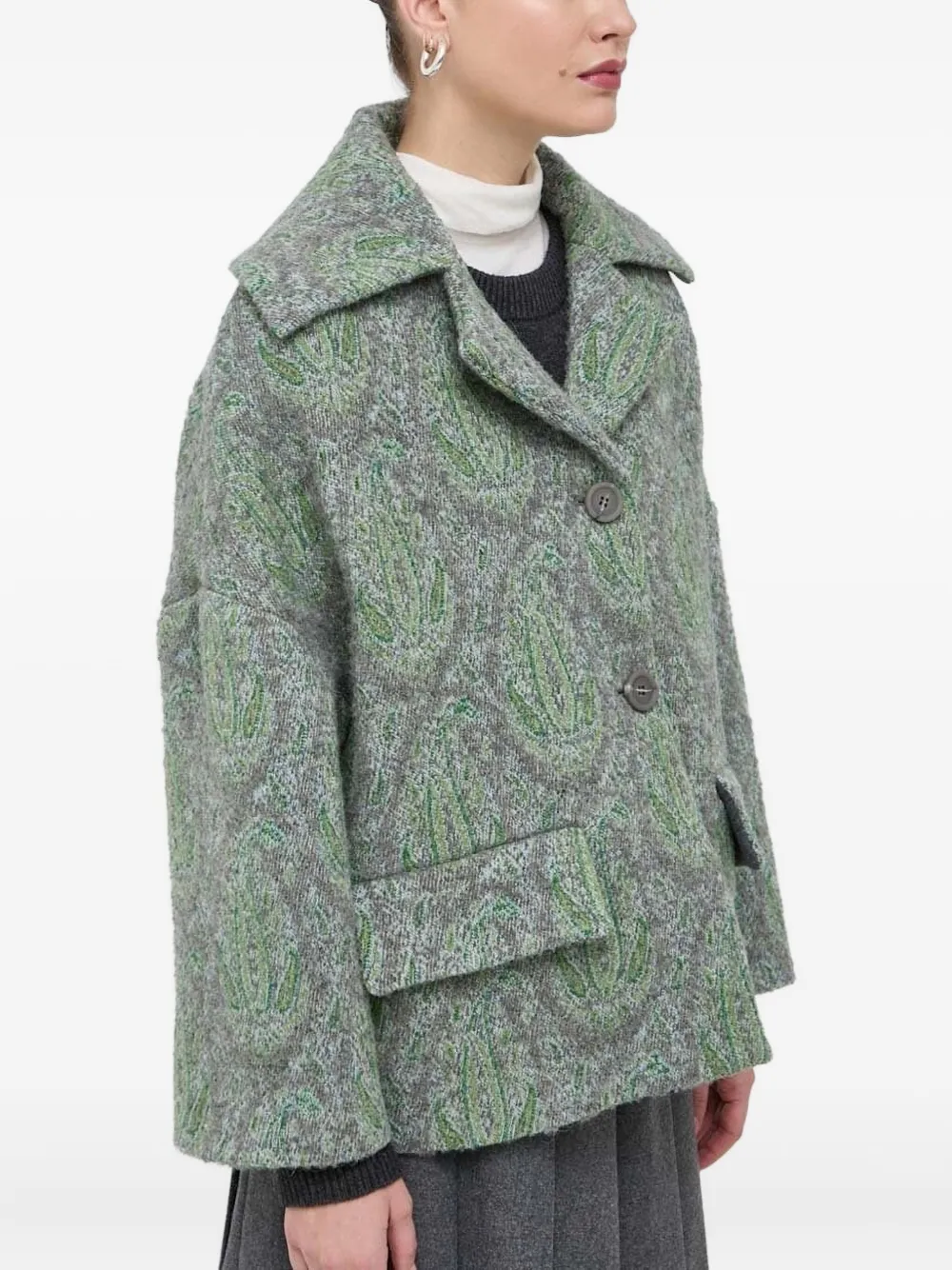 Beatrice B Paisley-pattern Button-down Jacket In Green