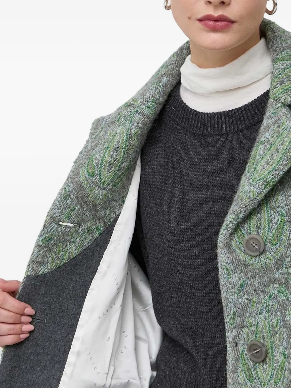 Beatrice B Paisley-pattern Button-down Jacket In Green
