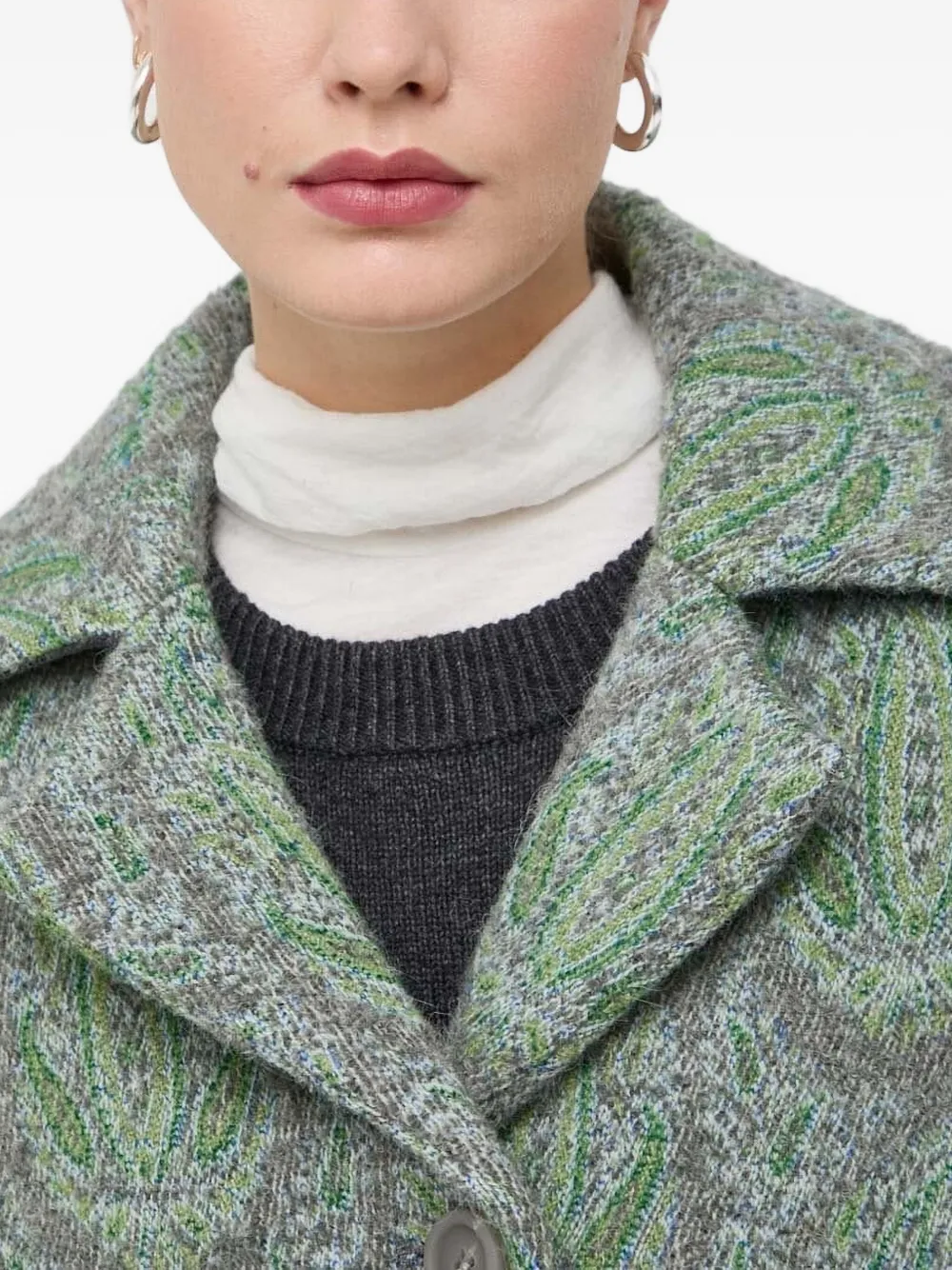 Beatrice B Paisley-pattern Button-down Jacket In Green