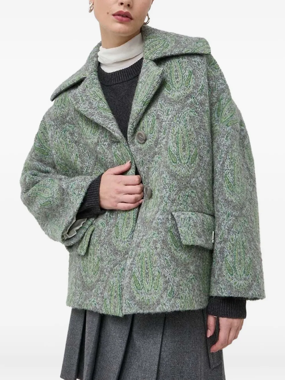 Beatrice B Paisley-pattern Button-down Jacket In Green