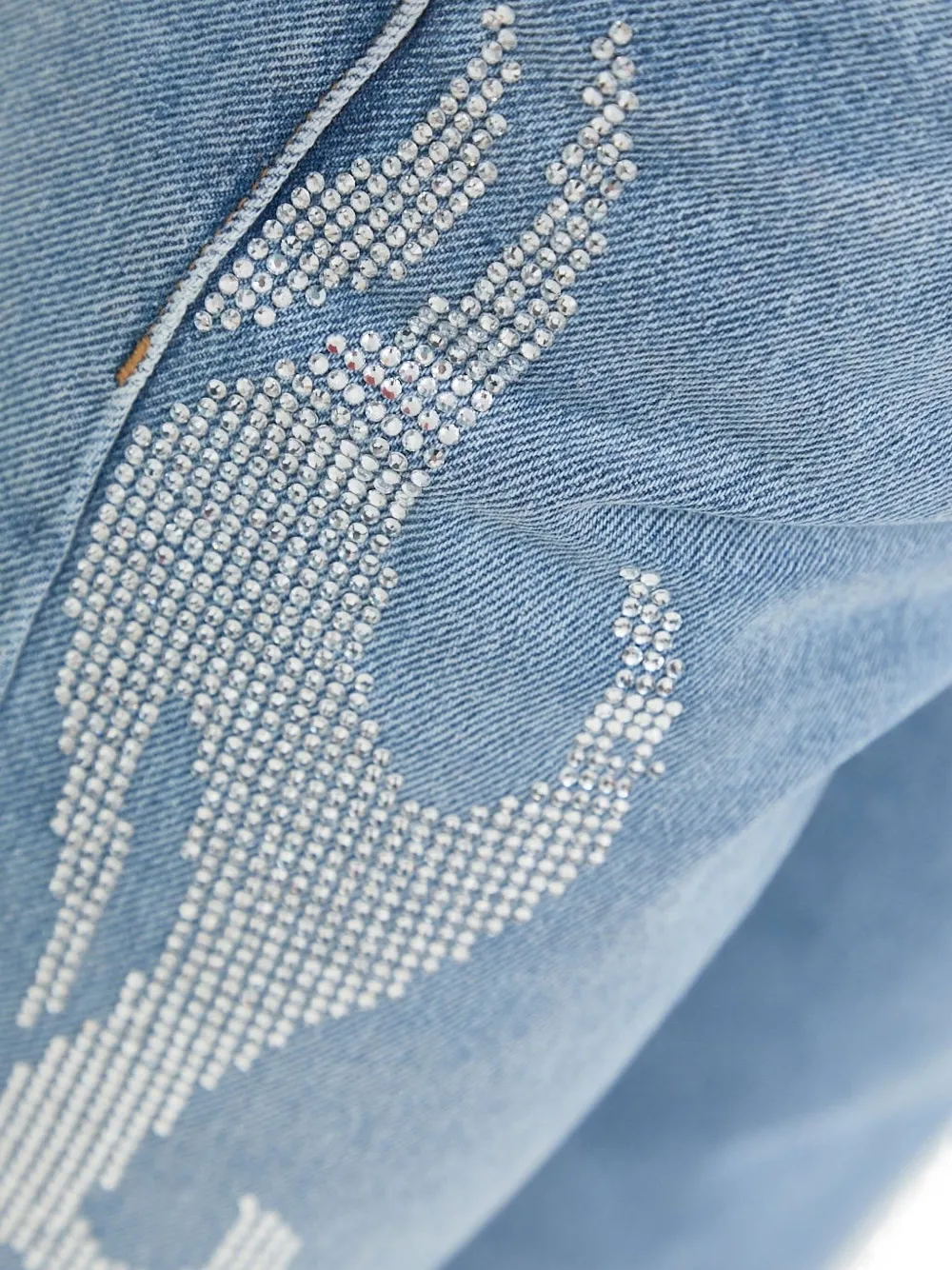Rhinestone-Embellished Cotton Jeans