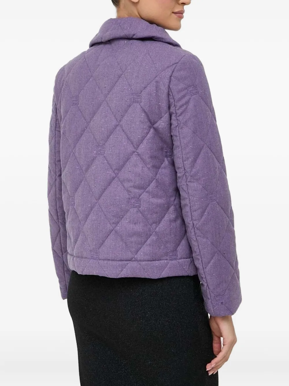  Beatrice B Quilted Ribbon-detail Jacket - Purple 
