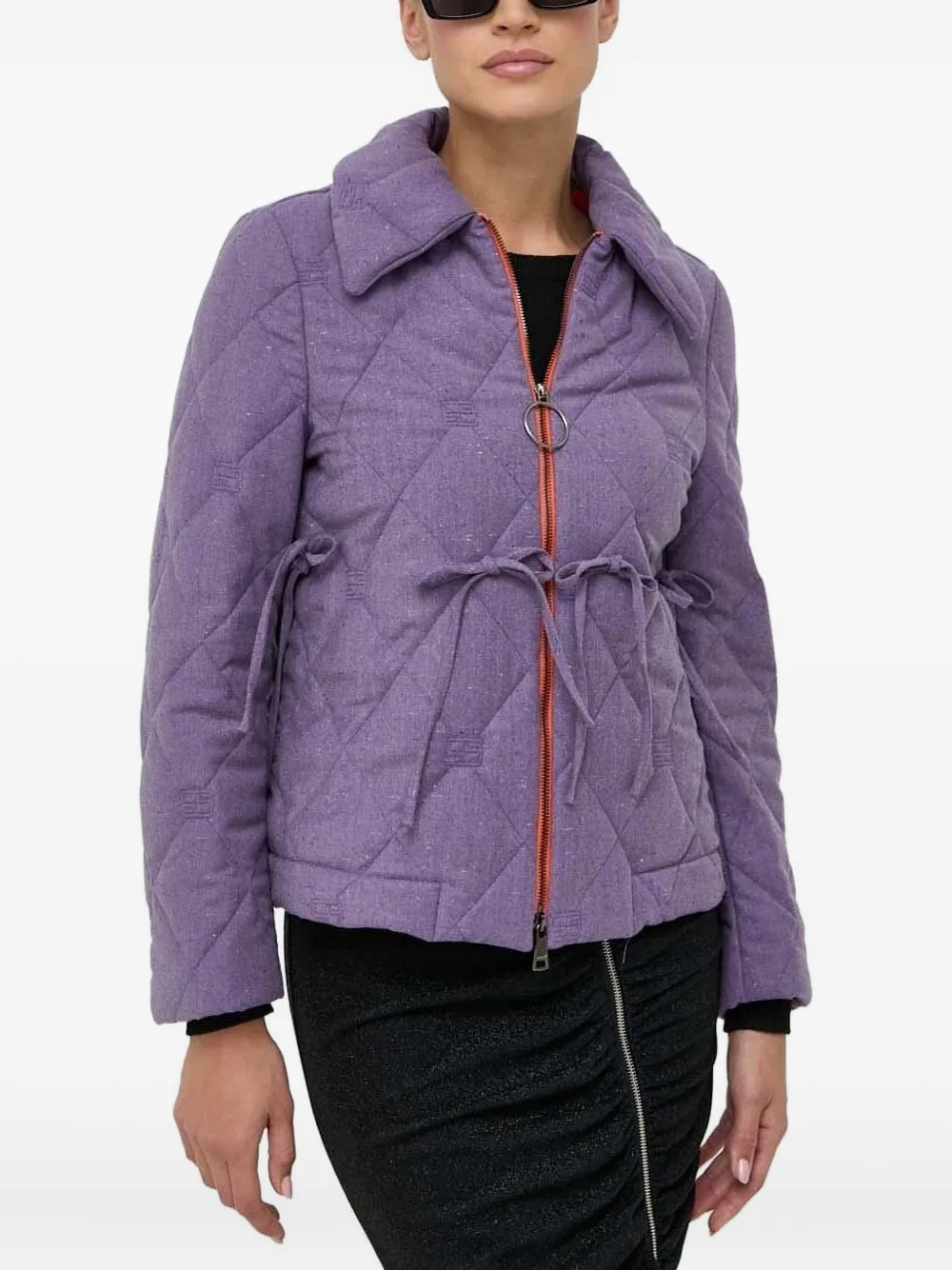 Beatrice B quilted ribbon-detail jacket | Purple | Image 1