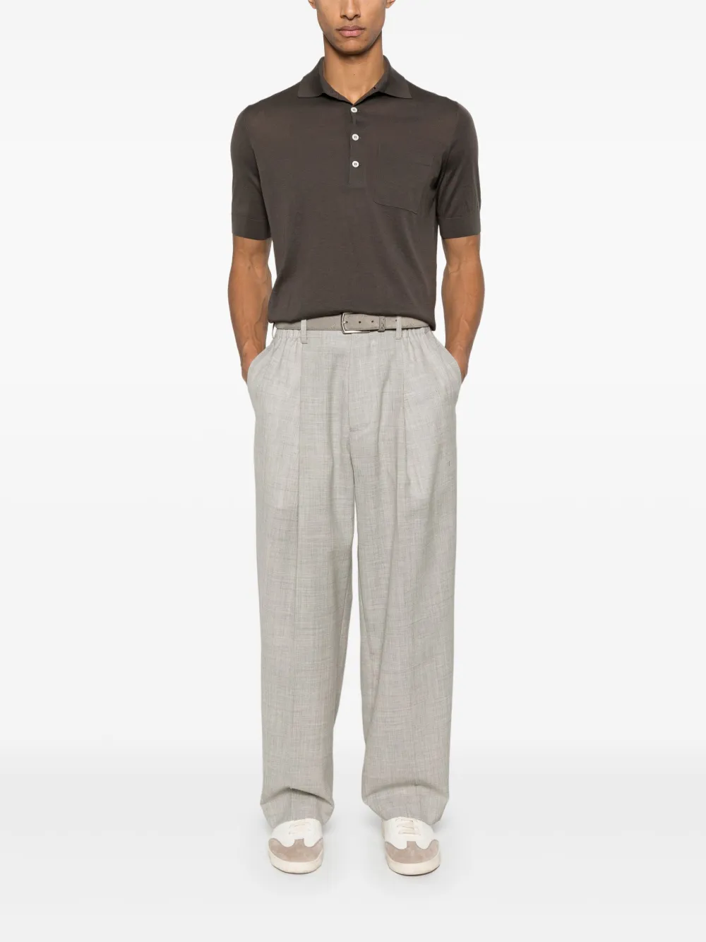 brunellocucinelli Brunello Cucinelli Geribbeld poloshirt - Grijs