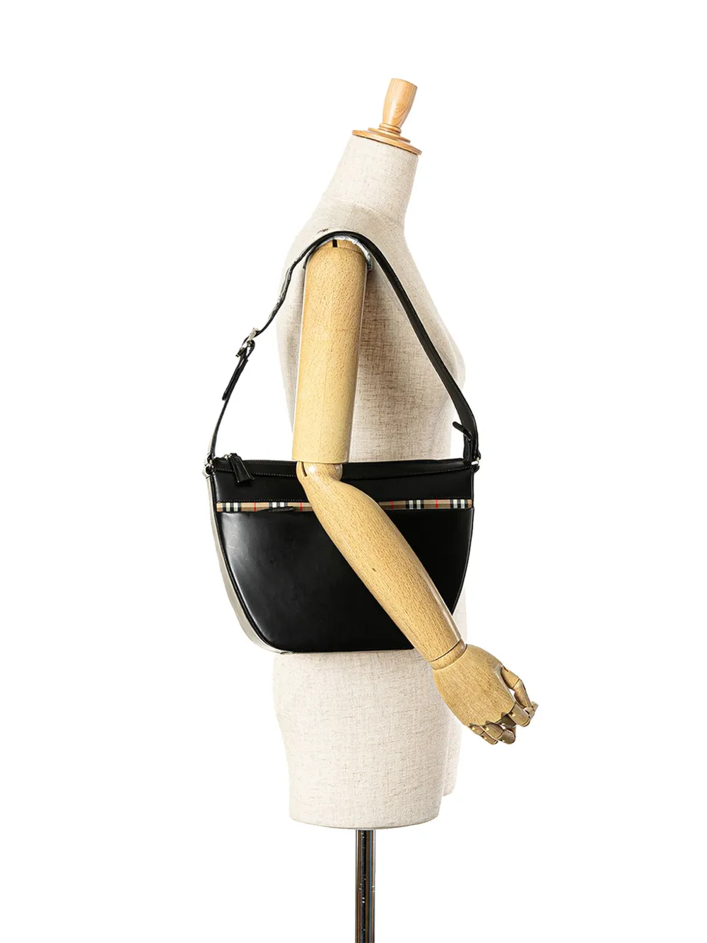 Burberry Pre-Owned 2000-2010 House Check leren schoudertas met afwerking - Bruin