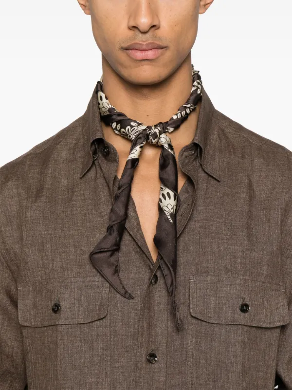 ブリオーニ　リネンドレスシャツ Brioni リネンシャツ | ブラウン | FARFETCH JP