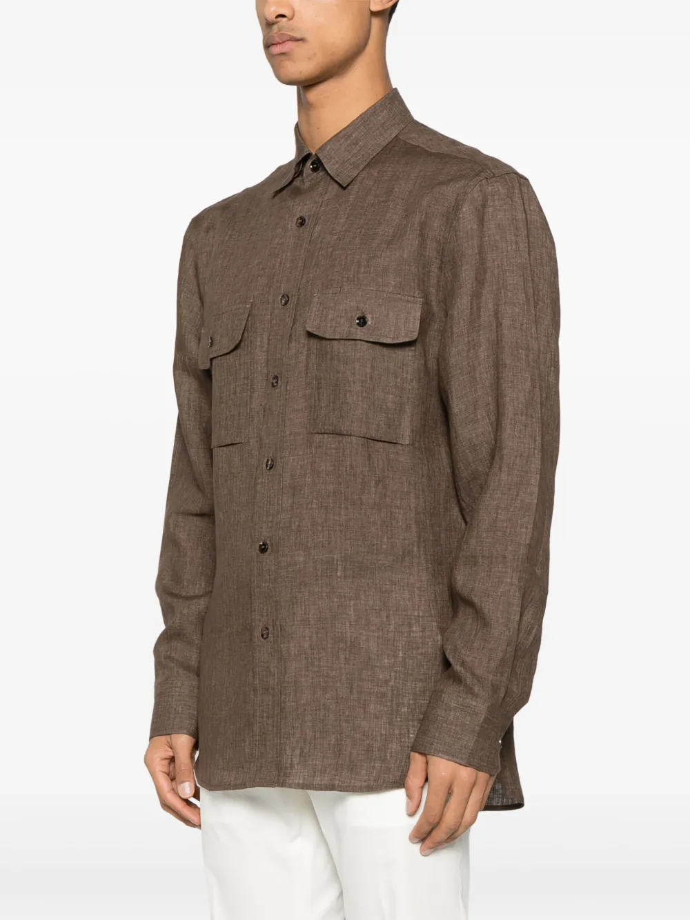 Brioni Linnen overhemd Bruin