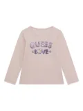 guess kids sequin-logo cotton t-shirt - Pink