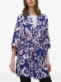 Beatrice B leaf-print belted top - Blue