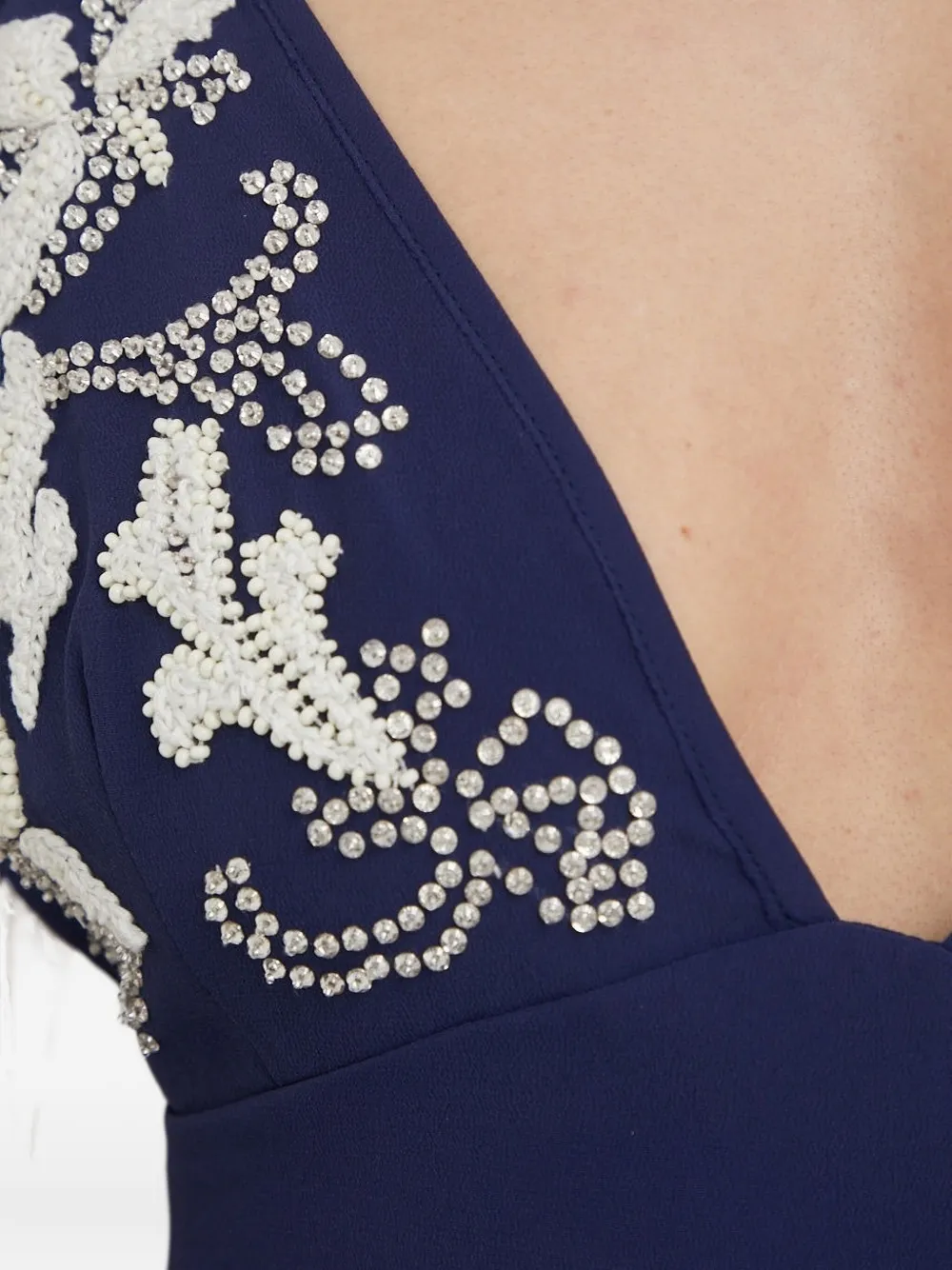Beatrice B Embellished Tiered Maxi Dress In Blue
