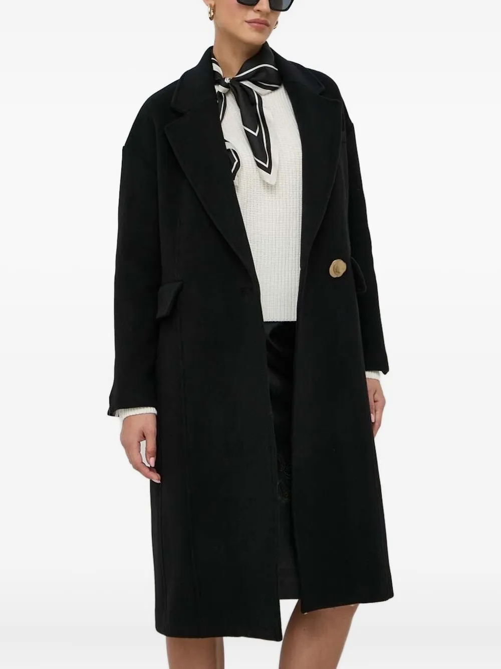 Beatrice B Flap-pocket Single-breasted Coat In Black
