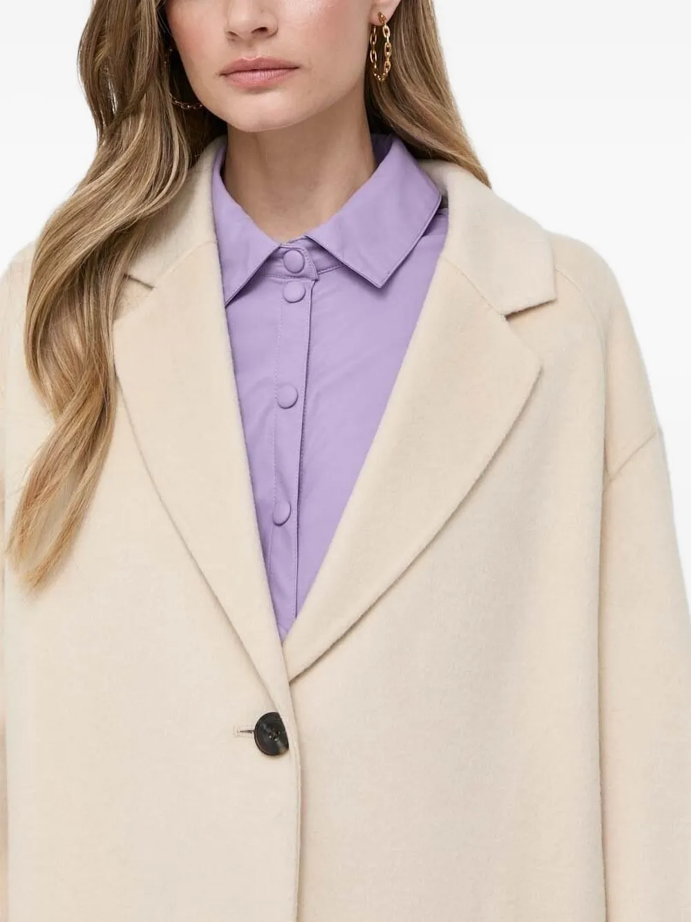 Beatrice B Notched-lapels Buttoned Coat In Neutral