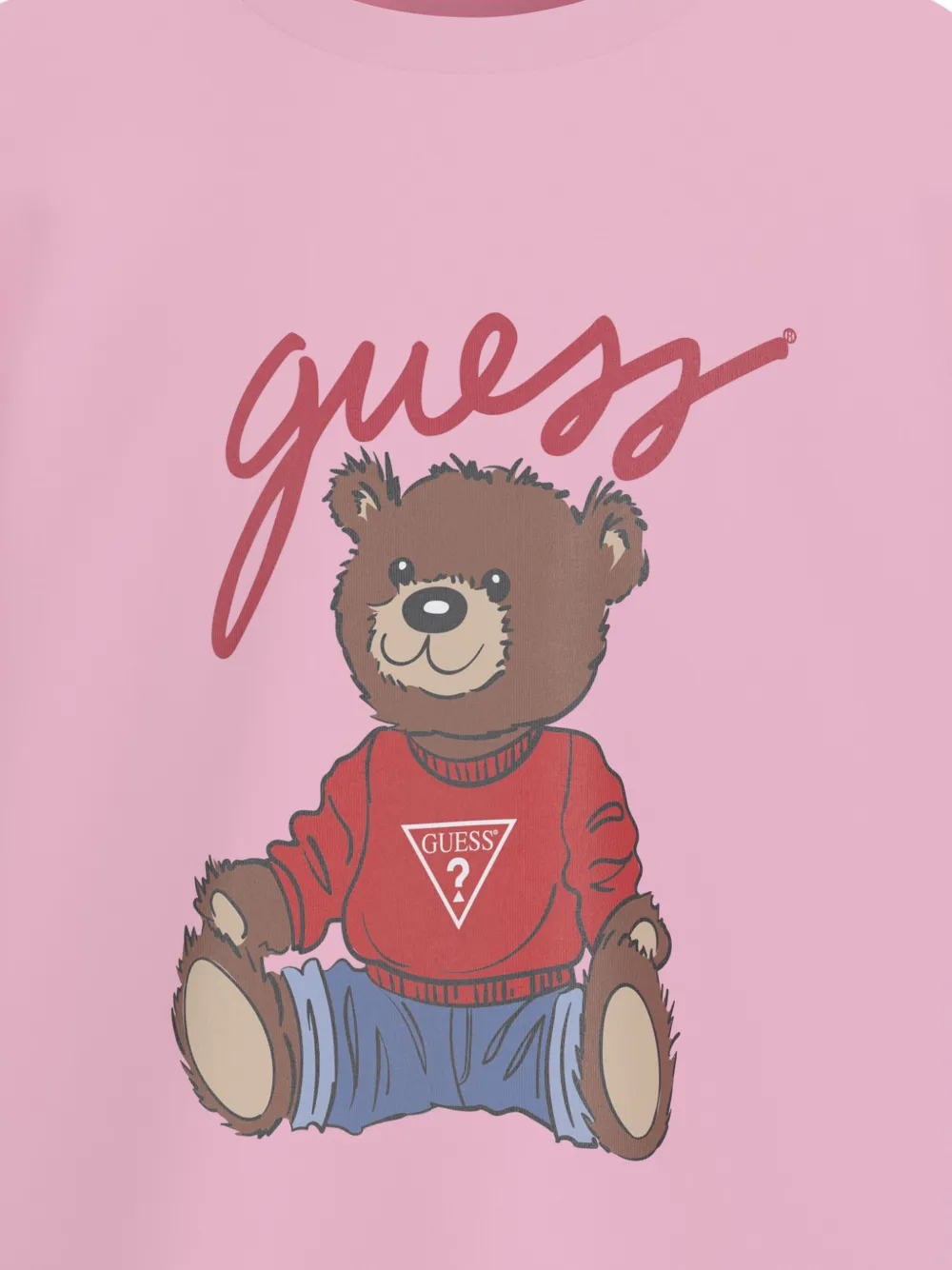 guess kids T-shirt met teddybeerprint Roze